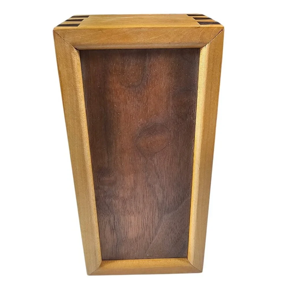 Handcrafted Wooden Trinket Jewelry Box Dovetail Corners Two Tone Wood 8 Inch